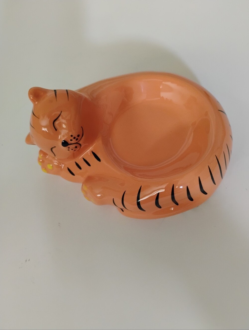 Sleeping Orange Cat Ceramic Trinket Dish